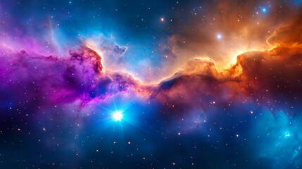 Wall Mural - Vibrant cosmic nebula with colorful gases and stars