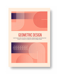 Wall Mural - abstract geometric poster. orange patterns from linear ornaments. minimalistic creativity and art. t