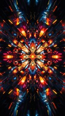 Poster - Vibrant Abstract Burst of Light and Color with Radiating Patterns and Dynamic Energy Emphasizing Depth and Movement Against a Dark Background