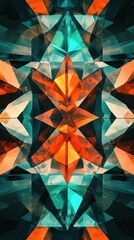 Poster - Vibrant Geometric Patterns with Bold Colors and Angular Shapes, an Abstract Digital Artwork Showcasing an Intricate Symmetry and Depth in a Stunning Visual Display