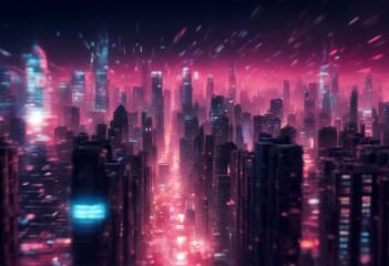 Wall Mural - art modern cityscape glitch illustration background digital futuristic illustration. flat desi