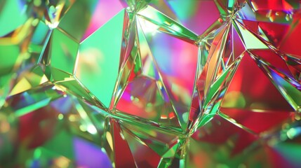 Poster - Vivid Geometric Abstract Composition of Multicolored Light Reflections and Refractions Creating a Dynamic and Mesmerizing Visual Experience