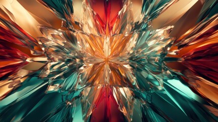 Poster - Vibrant Abstract Background with Fragmented Shapes in Bold Amber, Teal, and Red Tones Creating a Striking Visual Design for Various Creative Projects