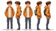 © Tatiana Vagizova - Illustration of a boy in a hoodie multiple angles with backpack. Generative AI