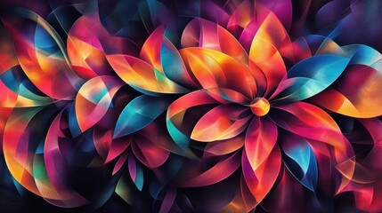 Wall Mural - Vibrant Abstract Floral Composition with Bold Colors and Dynamic Shapes Perfect for Modern Art Enthusiasts and Creative Projects