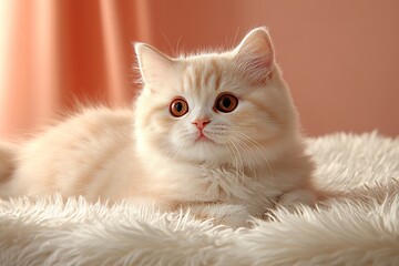 Macro shot of an adorable kitten striking a pose on a soft pillow