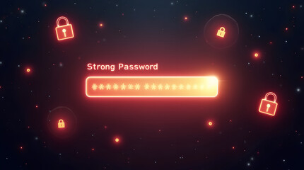 A glowing password field with a 