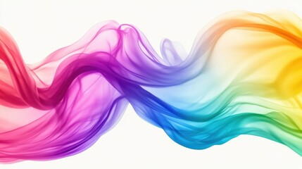 Poster - Colorful Swirls of Abstract Smoke or Fabric Flowing in a Gradient Pattern, Representing Movement, Lightness, and Beauty in a Vibrant Spectrum of Colors