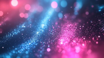 Poster - Vibrant and Colorful Bokeh Background with Glowing Particles in Shades of Pink and Blue for Use in Artistic and Creative Projects