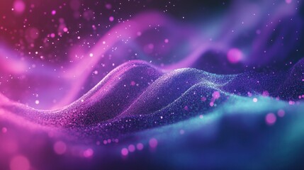 Poster - Abstract Waves of Colorful Particles Creating a Vibrant and Dreamlike Background for Digital Art and Creative Design Projects
