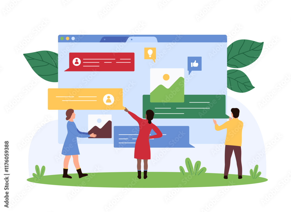 Responsive social media UI, chat messenger design development. Tiny ...