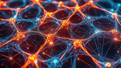 Poster - Glowing Abstract Fractal Waves with Dynamic Energy and Futuristic Light Patterns