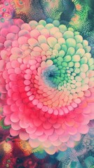 Poster - Stunning Abstract Floral Design Featuring Vibrant Pink and Green Petals in a Swirling Pattern, Ideal for Nature and Art Enthusiasts, Decorative Purposes, and More