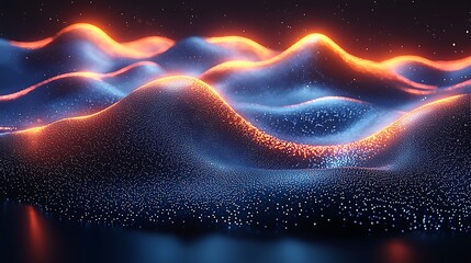 Wall Mural - Glowing abstract landscape, digital art, cosmic background, technology concept