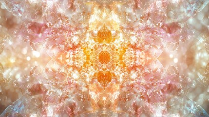 Poster - Intricate Kaleidoscopic Pattern of Warm Colors and Sparkling Light Reflections for Background and Abstract Art Use in Design Projects