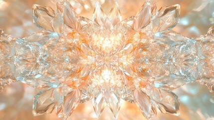Poster - Intricate Symmetrical Pattern of Shimmering Crystal with Soft Light Reflections, Creating a Mesmerizing Visual Experience for Artistic and Decorative Use