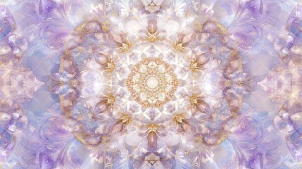 Poster - Ethereal Kaleidoscopic Pattern with Soft Pastel Hues and Intricate Decorative Elements for Use in Backgrounds or Artistic Projects