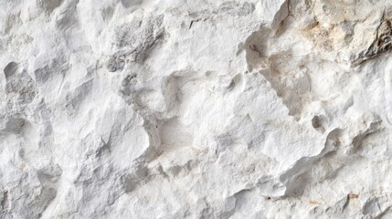 Poster - A close-up of a rustic white stone wall texture, perfect for architectural backgrounds, featuring weathered and aged details.