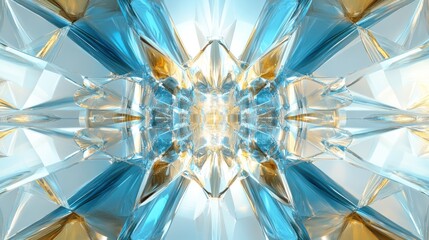 Poster - Abstract geometric pattern with vivid colors creating a mesmerizing visual effect, showcasing intricate shapes and crystal-like textures in a surreal environment