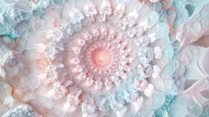 Poster - Delicate Spiral Pattern in Pastel Colors Featuring Intricate Textures and Layers, Representing a Serene and Soothing Abstract Design for Contemporary Art