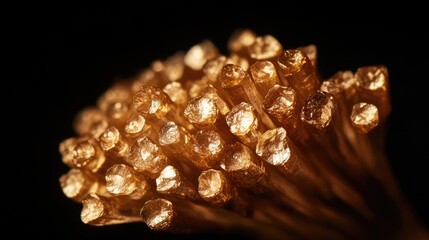 Poster - A stunning close-up of raw gold nuggets clustered together on a black background, emphasizing the richness and elegance of natural gold.