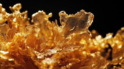 Poster - A stunning close-up of raw gold nuggets clustered together on a black background, emphasizing the richness and elegance of natural gold.