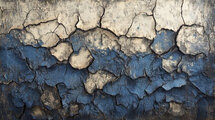 Poster - A textured close-up of cracked bark with weathered blue paint, showcasing the beauty of age and decay in a natural environment.