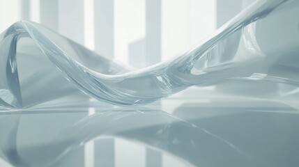 Aufkleber - An abstract futuristic glass wave flowing in a dynamic, sleek design, set against a clean geometric background, creating a high-tech vibe.