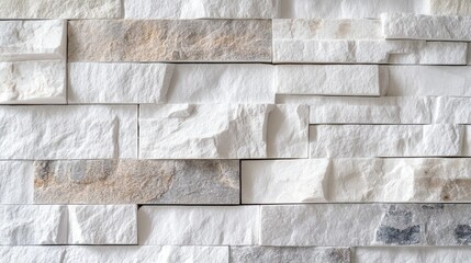 Poster - Close-up of rustic white stone wall with textured surfaces, perfect for architectural backgrounds, adding warmth and timeless appeal