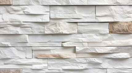 Poster - Close-up of rustic white stone wall with textured surfaces, perfect for architectural backgrounds, adding warmth and timeless appeal