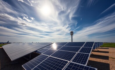 Wall Mural - Solar panels at airport innovative solar panel innovation power electricity energy technology panel renewable