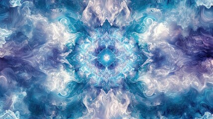 Poster - Abstract Colorful Swirling Patterns in Blue, Purple, and White Creating an Ethereal and Dreamlike Background for Creative Projects and Digital Artwork