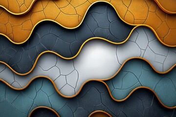 Wall Mural - Abstract Gold Accented Wave Pattern Design