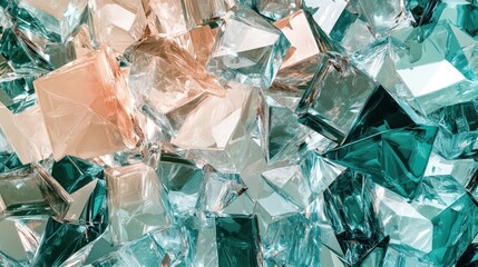 Poster - Abstract Close-Up of Multicolored Crystal Cubes Featuring Intricate Reflections and Textures in a Modern Aesthetic for Creative Design Projects