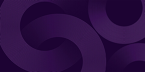 Poster - abstract geometric lines glowing on dark background. modern shiny circle lines pattern, purple circl