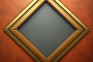 Wall Mural - Golden Frame Encloses Gray Panel on Brown Background