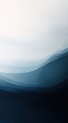Poster - Abstract serene landscape with soft gradient waves in shades of blue and white, evoking calmness and tranquility in an artistic depiction of nature's beauty