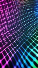 Fototapete - Vibrant Abstract Grid Pattern with Dynamic Colors in a Wavy Formation for Modern Art and Design Applications in Digital Media and Advertising