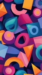 Poster - Vibrant Abstract Geometric Pattern Featuring Colorful Shapes in Blue, Pink, Orange, and Green Tones for Modern Design Projects and Backgrounds