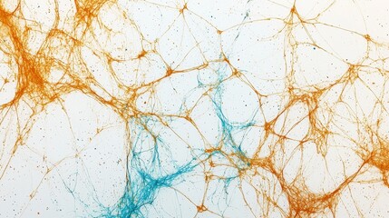 Abstract Blue and Orange Crackle Texture Intricate Web like Pattern Artistic Background