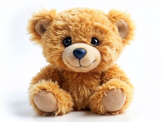 Naklejka na meble Adorable Fluffy Teddy Bear, Tilt-Shift Miniature Toy, Cute Plush Bear, White Background Stock Photo