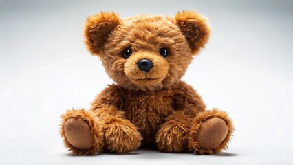 Naklejka na meble Adorable Small Brown Teddy Bear on White Background - Perfect for Children's Products