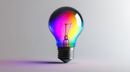 Wall Mural - Colorful Creative Light Bulb with a Unique Design, Symbolizing Innovation, Ideas, and Inspiration on a Soft Gradient Background for Use in Various Media Projects