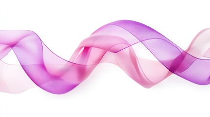 Poster - Ethereal Flowing Waves of Soft Pink and Purple Translucent Fabric on a Clean White Background, Ideal for Design and Artistic Representation