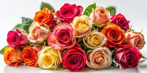 Wall Mural - Beautiful Bunch of Roses Isolated on White, High-Resolution Stock Photo