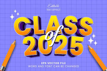 Poster - class of 2025 back to school 3d editable text effect