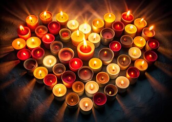 Wall Mural - Burning Heart Candles: Dark Romantic Panoramic Abstract Photography