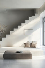 Wall Mural - minimal home and interior design modern, living room with staircase