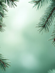 Wall Mural - Close-up of spruce branch and needles. Selective focus and shallow depth of field