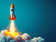 © Poramet - space shuttle launch to the sky on background